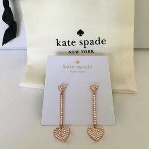 Kate Spade Linear Heart Pave Stone Earrings NWT!